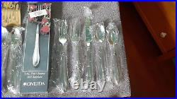 Oneida Cube Sheraton 30 Piece Stainless 18/8 Flatware Set Service 6 Unused New