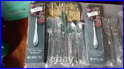 Oneida Cube Sheraton 30 Piece Stainless 18/8 Flatware Set Service 6 Unused New