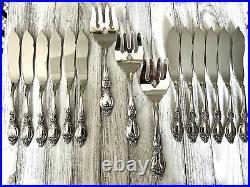 Oneida Cube Stainless Flatware FREDERICK II 3 Fish Serve Forks, 12 Fish Knives