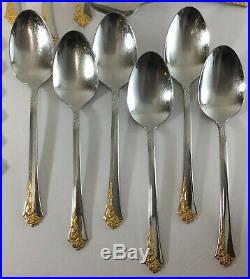 Oneida Cube Stainless Flatware GOLDEN DAMASK ROSE 30 Piece Service for 6