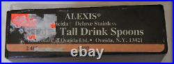 Oneida Deluxe ALEXIS Set of 4 Iced Tea Spoons Unused Stainless USA Flatware HTF
