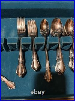 Oneida Deluxe Stainless Replacement Flatware Set with Medium Brown Wooden Case