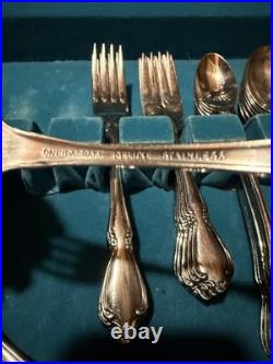 Oneida Deluxe Stainless Replacement Flatware Set with Medium Brown Wooden Case