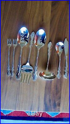 Oneida Dover/Heirloom Pattern Stainless Cube Stamped 60 piece set, Made in USA