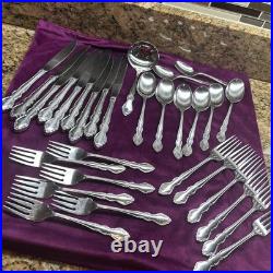 Oneida Dover Knives Forks Spoons Stainless USA 30 Glossy Pieces