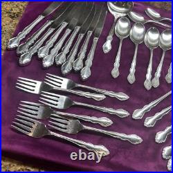 Oneida Dover Knives Forks Spoons Stainless USA 30 Glossy Pieces