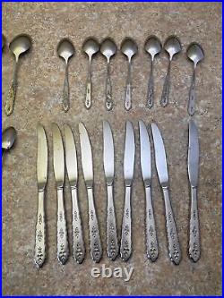 Oneida FLORAL BOUQUET Deluxe Stainless Flatware - Set of 44 Pieces
