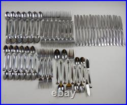 Oneida GLOSSY LINCOLN 18/0 Stainless Steel Silverware Flatware Set of 74pc Oneida GLOSSY LINCOLN 18/0 Stainless Steel Silverware Flatware Set of 74pc