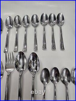 Oneida GLOSSY Lincoln / Linden Stainless Flatware Set 33 Pcs