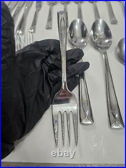 Oneida GLOSSY Lincoln / Linden Stainless Flatware Set 33 Pcs