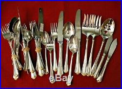 Oneida GOLDEN JUILLIARD 27 Piece Lot Knives Forks Spoons Cube Stainless USA