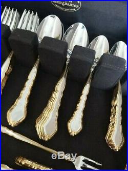 Oneida GOLDEN ROYAL CHIPPENDALE 70 Pc Flatware Silverware Set for 12 Stainless