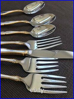 Oneida GOLDEN ROYAL CHIPPENDALE Stainless Flatware Gold 1 place setting+ EUC