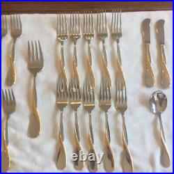 Oneida Golden Aquarius Silverware 10 Place Settings with 4 Pieces 53 Pc Total