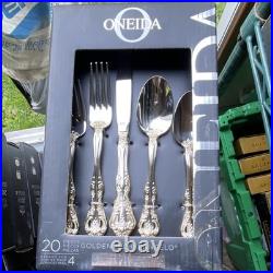 Oneida Golden Michelangelo 20pc Stainless Steel Flatware Set for 4 Glossy 18/10