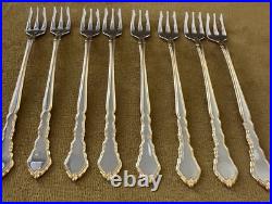 Oneida Golden Royal Chippendale Set of (8) COCKTAIL FORKS Stainless Flatware