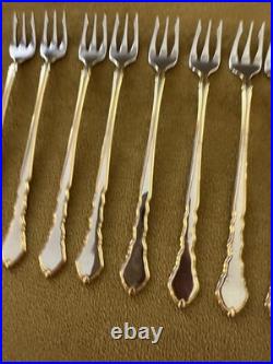 Oneida Golden Royal Chippendale Set of (8) COCKTAIL FORKS Stainless Flatware
