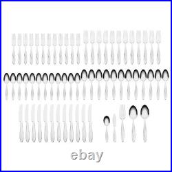 Oneida H021065AL20 Simmer 65-Piece Flatware Set Modern Oval Design