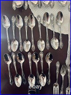 Oneida HUNTINGTON WM Rogers Deluxe Stainless Flatware Spoons Forks Knives 60 Pcs