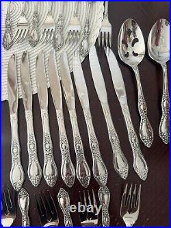 Oneida HUNTINGTON WM Rogers Deluxe Stainless Flatware Spoons Forks Knives 60 Pcs