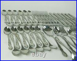 Oneida Hierloom Cube Mark DOVER Stainless Flatware Set Service for 12 EUC 68pc