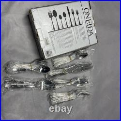 Oneida Illuma 50-Pc Set, Service for 8, Stainless Damaged Box