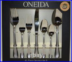 Oneida Joann 45 pc Flatware Set Serv for 8 incl 5 Serving pieces New