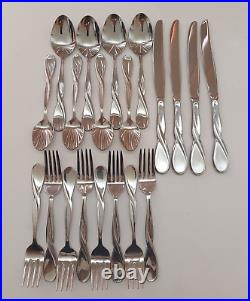 Oneida Journey Twist 18/0 Stainless Flatware 5 pc. Place Setting for 4 /20 pcs