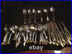 Oneida Julliard Gold Tipped Stainless Flatware 62 Pieces