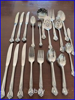 Oneida KATRINA Stainless Bouquet of Flowers Flatware 6 Place Setting 65 Pc