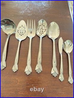 Oneida KATRINA Stainless Bouquet of Flowers Flatware 6 Place Setting 65 Pc