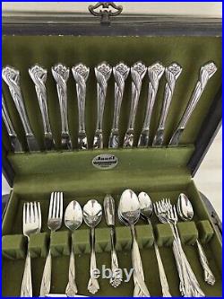 Oneida Katrina Stainless Steel Flatware partial Set with original chest, 52 pcs