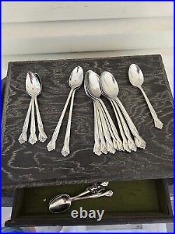 Oneida Katrina Stainless Steel Flatware partial Set with original chest, 52 pcs