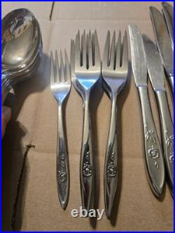 Oneida LASTING ROSE Stainless Flatware Lot Of 44 Pcs