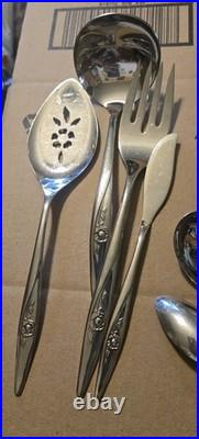Oneida LASTING ROSE Stainless Flatware Lot Of 44 Pcs Oneida LASTING ROSE Stainless Flatware Lot Of 44 Pcs