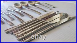 Oneida Lola Stainless Forks Spoons Knives textured dots black accents 18 Pieces