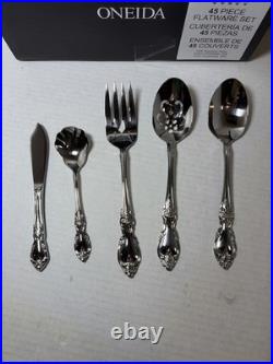 Oneida Louisiana 18/8 Stainless Steel 45pc. Flatware Set