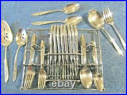 Oneida MY ROSE 47 Pc Stainless Flatware Set Service for 8 with BUFFET CADDY