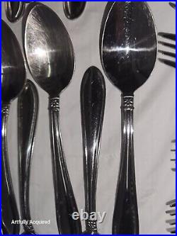 Oneida Memphis lot of 71 Stainless Steel Flatware Flower Serving For 10 Vintage