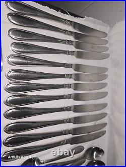 Oneida Memphis lot of 71 Stainless Steel Flatware Flower Serving For 10 Vintage