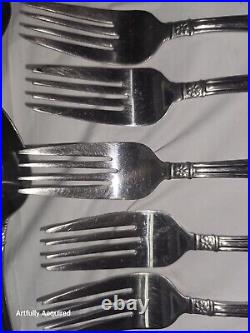 Oneida Memphis lot of 71 Stainless Steel Flatware Flower Serving For 10 Vintage