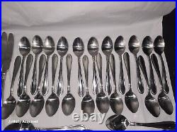 Oneida Memphis lot of 71 Stainless Steel Flatware Flower Serving For 10 Vintage