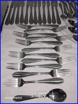 Oneida Memphis lot of 71 Stainless Steel Flatware Flower Serving For 10 Vintage