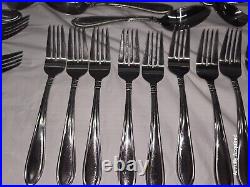 Oneida Memphis lot of 71 Stainless Steel Flatware Flower Serving For 10 Vintage