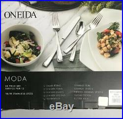 Oneida Moda 65 Piece Fine Flatware Set, Service for 12 18/10 Stainless Steel NIB