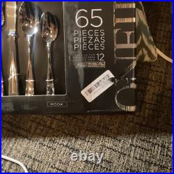 Oneida Moda 65pc Stainless Steel Flatware Set for 12 Knife Fork Spoon