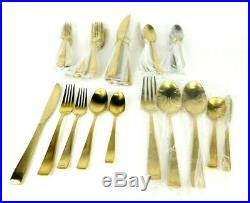 Oneida Moda Lux Brushed Gold Stainless 45 Pc Flatware Set with Service for 8