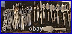 Oneida Modern MCM New STAINLESS 66 Piece Lot of Stainless Flatware Very Nice Set