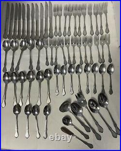 Oneida Morning Blossom Profile Stainless 64 Piece Burnished Handle Flatware