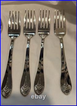 Oneida NEW YORK pattern Stainless 18/10, 5 Dinner Forks, 5 Spoons, 4 salad forks